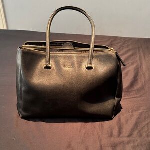 Furla Black Leather Handbag preowned non smoker home great bag!